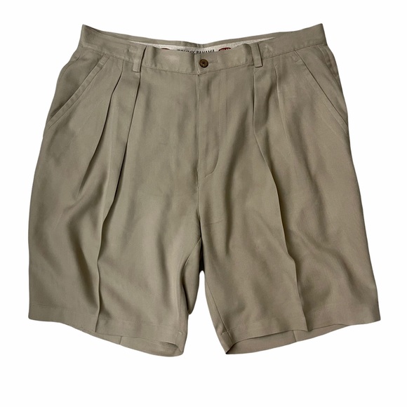 Tommy Bahama Other - Tommy Bahama Relax Pleated Khaki Silk Shorts Sz 36